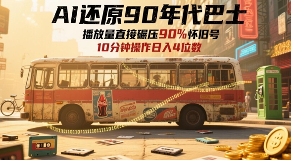 AI还原90年代巴士，一帧就让70后泪崩，播放量直接碾压90%怀旧号，每天操作十分钟，日入四位数-创客空间