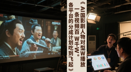 AI三国影视剧人物对口型唱歌玩法，一条视频百W千W播放，各平台的分成计划吃到飞起-创客空间