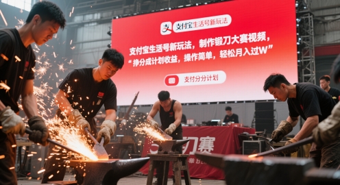 支付宝生活号新玩法，制作锻刀大赛视频，挣分成计划收益，操作简单，轻松月入过W-创客空间