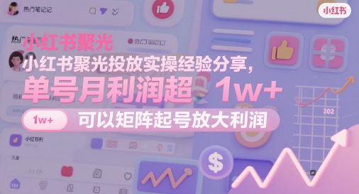 小红书聚光投放实操经验分享，单号月利润超1w+，可以矩阵起号放大利润-创客空间