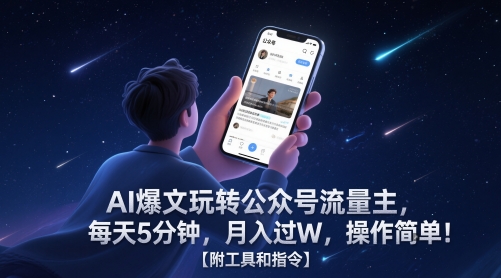AI爆文玩转公众号流量主，每天5分钟，月入过W，操作简单！【附工具和指令】-创客空间
