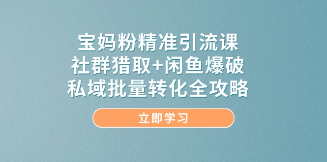（14820期）宝妈粉精准引流课，社群猎取+闲鱼爆破，私域批量转化全攻略-创客空间