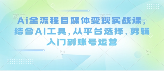 Ai全流程自媒体变现实战课，结合AI工具，从平台选择、剪辑入门到账号运营-创客空间