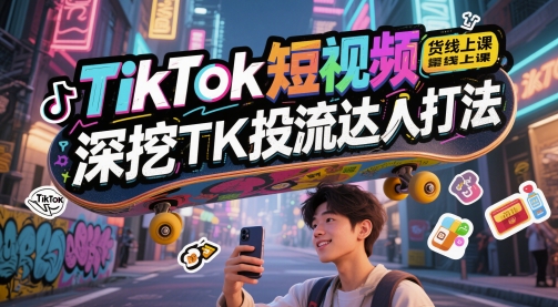 TikTok短视频带货线上课，深挖TK投流达人打法-创客空间