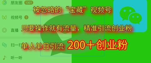 被忽略的“宝藏”视频号引流精准创业粉单人单日引流200+精准粉-创客空间