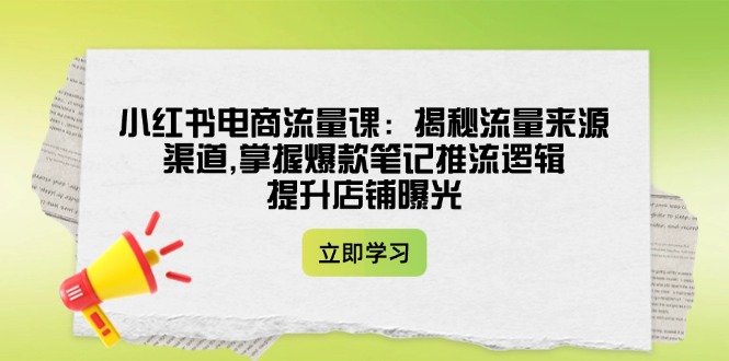 （14318期）小红书电商流量课：揭秘流量来源渠道,掌握爆款笔记推流逻辑,提升店铺曝光-创客空间