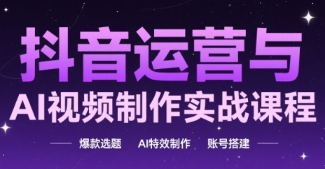 抖音运营与AI视频制作实战课程，爆款选题-AI特效制作-账号搭建-创客空间