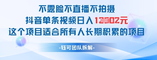 不露脸不直播不拍摄抖音单条视频日入1k+这个项目适合所有人长期积累的项目-创客空间