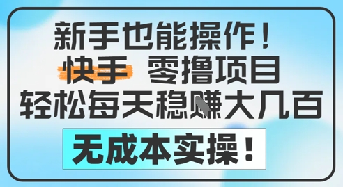 新手也能操作，快手零撸挣米，轻松每天挣2-5张，完全无成本-创客空间