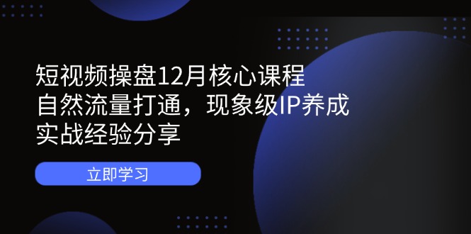 （14447期）短视频操盘12月核心课程：自然流量打通，现象级IP养成，实战经验分享-创客空间