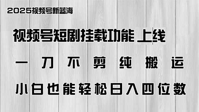 （14310期）视频号短剧挂载功能上线，一刀不剪纯搬运，小白也能轻松日入四位数-创客空间