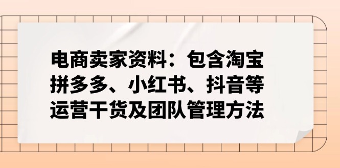 （14354期）电商卖家资料：包含淘宝、拼多多、小红书、抖音等运营干货及团队管理方法-创客空间