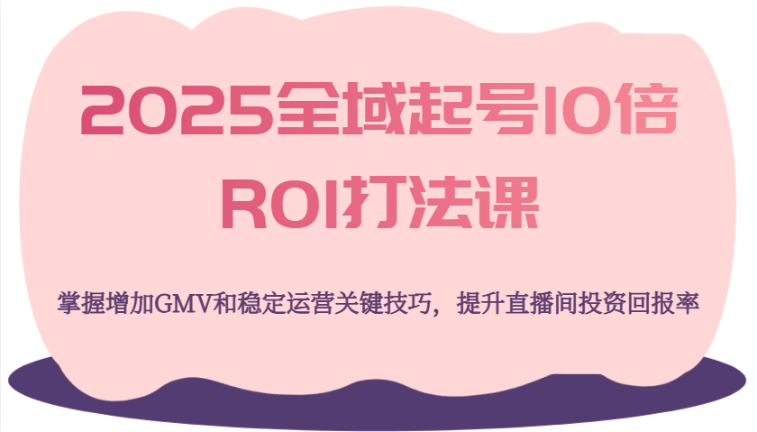 2025全域起号10倍ROI打法课，掌握增加GMV和稳定运营关键技巧，提升直播间投资回报率-创客空间