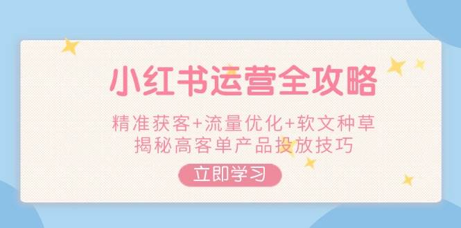 小红书运营全攻略，精准获客+流量优化+软文种草，揭秘高客单产品投放技巧-创客空间