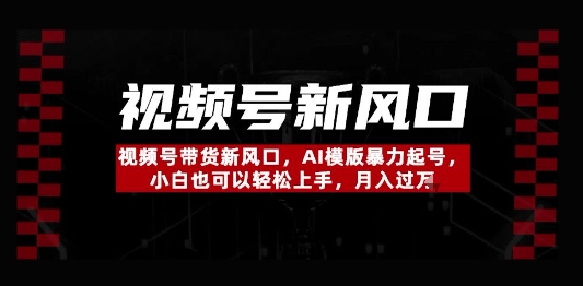 视频号带货新风口，AI模版暴力起号，小白也可以轻松上手，月入过W-创客空间