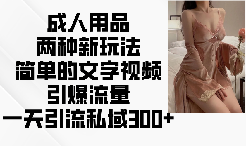 成人用品两种新玩法，简单的文字视频引爆流量，一天引流私域300+-创客空间
