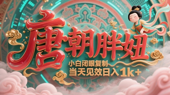 用AI克隆“唐朝胖妞”日更3条，平台疯狂推流，小白闭眼复制，当天见效，日入1k+-创客空间