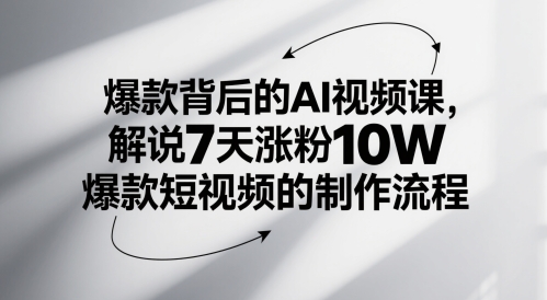 爆款背后的AI视频课，解说7天涨粉10W爆款短视频的制作流程-创客空间