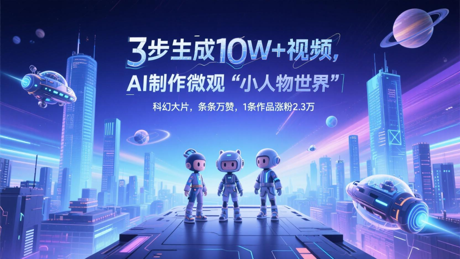 三步生成10W+视频，AI制作微观“小人物世界”科幻大片，条条万赞，1条作品涨粉2.3万-创客空间
