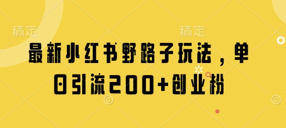 最新小红书野路子玩法，单日引流200+创业粉-创客空间