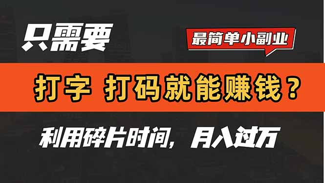 （14673期）只需要打字，打码，就能赚钱？简单的赚钱小副业，利用碎片时间，月入过万-创客空间
