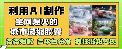 利用AI制作全网爆火的城市微缩胶囊，条条爆款， 多平台分发，疯狂涨粉变现-创客空间