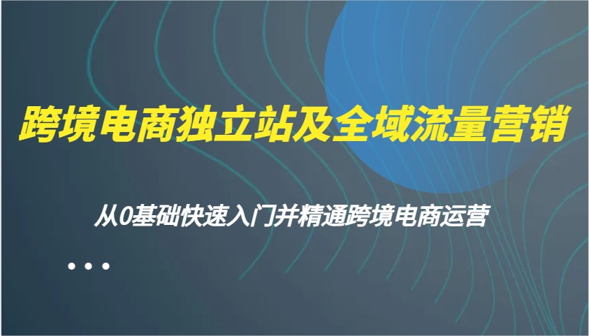 跨境电商独立站及全域流量营销，从0基础快速入门并精通跨境电商运营-创客空间