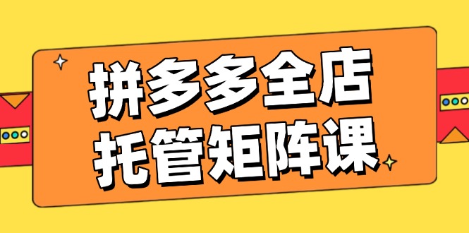 （14328期）拼多多全店托管矩阵课，盈利动销玩法，高效计划设置，提升店铺效益-创客空间