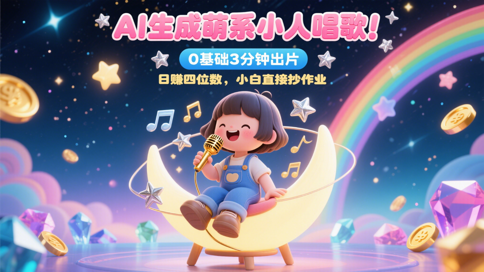 AI生成萌系小人唱歌！0基础3分钟出片，28个作品涨粉9万，日赚四位数，小白直接抄作业-创客空间