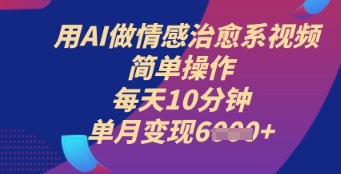 用AI做情感治愈系视频，简单操作，每天10分钟，单月变现6k+-创客空间