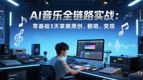 AI音乐全链路实战变现课：零基础3天掌握原创、翻唱、变现-创客空间