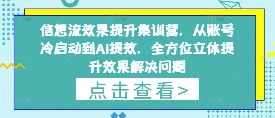 信息流效果提升集训营，从账号冷启动到AI提效，全方位立体提升效果解决问题-创客空间