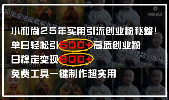 （14436期）小和尚2025年实用引流秘籍！单日轻松引500+高质量创业粉，日变现800+，…-创客空间