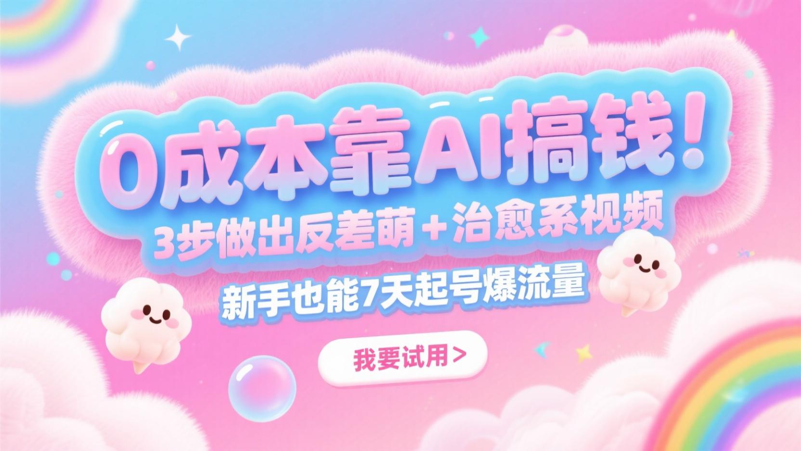 0成本靠AI搞钱！3步做出反差萌+治愈系视频，新手也能7天起号爆流量，月入5位数-创客空间