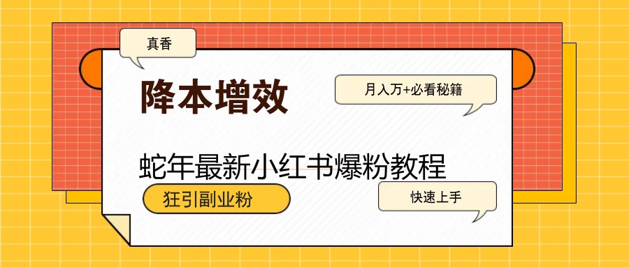 蛇年最新小红书爆粉教程，狂引副业粉，月入万+必看-创客空间