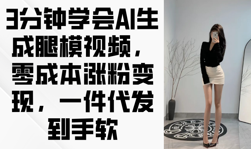 （14537期）3分钟学会AI生成腿模视频，零成本涨粉变现，一件代发到手软-创客空间