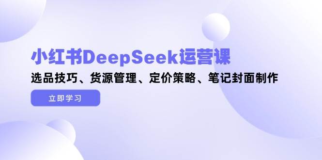小红书DeepSeek运营课，选品技巧、货源管理、定价策略、笔记封面制作-创客空间