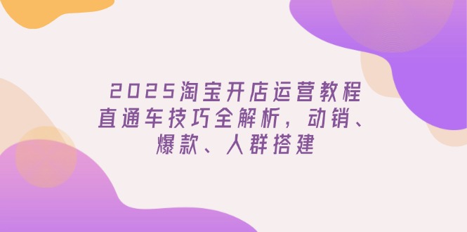 （14389期）2025淘宝开店运营教程更新，直通车技巧全解析，动销、爆款、人群搭建-创客空间