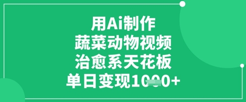 用Ai制作蔬菜动物视频，治愈系天花板，单日变现1k-创客空间